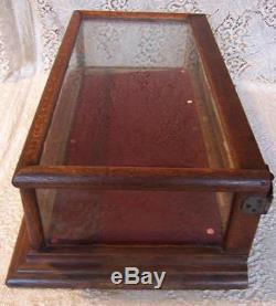 Antique WOOD GLASS Counter Top DISPLAY CASE Country Store MIRROR DOOR CABINET