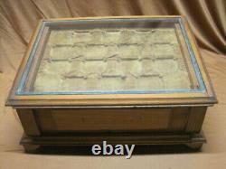 Antique Wood General Store Counter Display Case Box Mercantile Beveled Glass