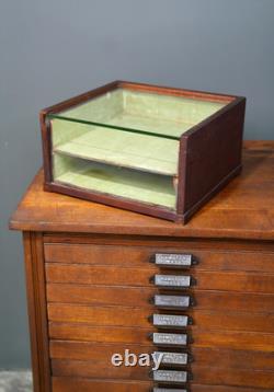 Antique Wood Glass Counter Display Case Jewelry Box Watches Vintage Cabinet