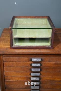Antique Wood Glass Counter Display Case Jewelry Box Watches Vintage Cabinet