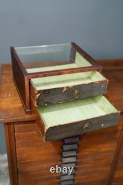 Antique Wood Glass Counter Display Case Jewelry Box Watches Vintage Cabinet