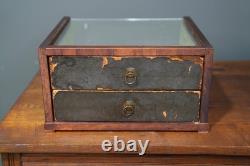 Antique Wood Glass Counter Display Case Jewelry Box Watches Vintage Cabinet