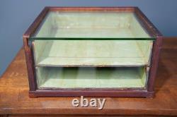 Antique Wood Glass Counter Display Case Jewelry Box Watches Vintage Cabinet