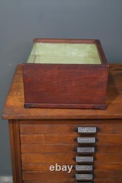 Antique Wood Glass Counter Display Case Jewelry Box Watches Vintage Cabinet