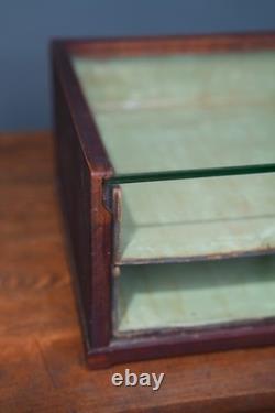 Antique Wood Glass Counter Display Case Jewelry Box Watches Vintage Cabinet