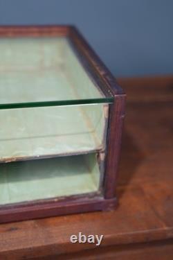 Antique Wood Glass Counter Display Case Jewelry Box Watches Vintage Cabinet