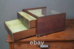 Antique Wood Glass Counter Display Case Jewelry Box Watches Vintage Cabinet