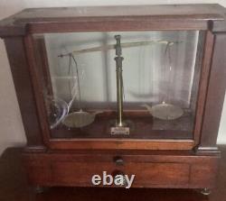 Antique Wood Glass Display Case Apothecary Cabinet Seederer Kohlbusch Vintage