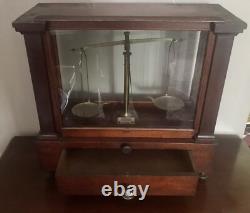 Antique Wood Glass Display Case Apothecary Cabinet Seederer Kohlbusch Vintage