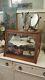 Antique Wood Glass Display Case Apothecary Tobacconist Watchmaker Slant Front