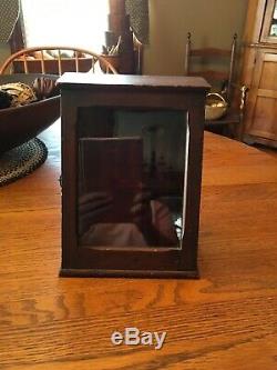 Antique Wood & Glass Small Desk Top / Counter Top Display Cabinet- Rare