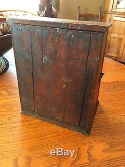 Antique Wood & Glass Small Desk Top / Counter Top Display Cabinet- Rare