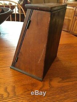 Antique Wood & Glass Small Desk Top / Counter Top Display Cabinet- Rare