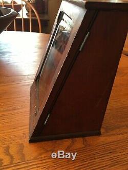 Antique Wood & Glass Small Desk Top / Counter Top Display Cabinet- Rare