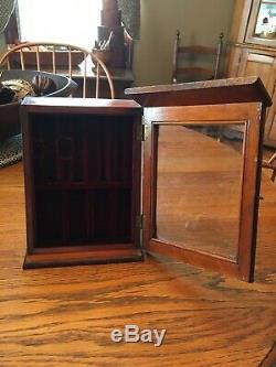 Antique Wood & Glass Small Desk Top / Counter Top Display Cabinet- Rare