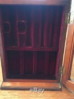 Antique Wood & Glass Small Desk Top / Counter Top Display Cabinet- Rare