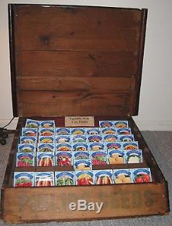 Antique Wood Philips Seeds Country Store Display Case Old Dark Red 48 Seed Slots