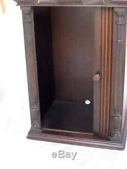 Antique Wood Roll Door Dresser Display Case Clock Old Estate Finial Shell