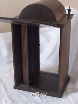 Antique Wood Roll Door Dresser Display Case Clock Old Estate Finial Shell