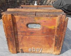 Antique Wood WOODEN BLATZ BEER CRATE Box WITH HINGED LID