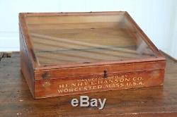 Antique Wood and Glass Display Case Henry L Hanson Co tool bit pocket knives etc