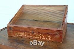 Antique Wood and Glass Display Case Henry L Hanson Co tool bit pocket knives etc