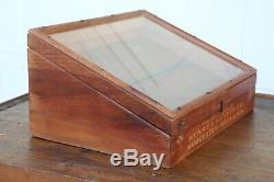 Antique Wood and Glass Display Case Henry L Hanson Co tool bit pocket knives etc