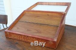 Antique Wood and Glass Display Case Henry L Hanson Co tool bit pocket knives etc