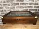 Antique Wooden Display Case Hing Glass Lid Green Felt Showcase Shadow Curio Box