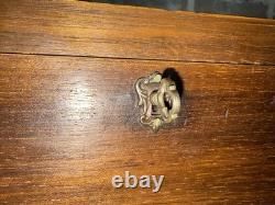 Antique Wooden Display Case Hing Glass Lid Green Felt Showcase Shadow Curio Box
