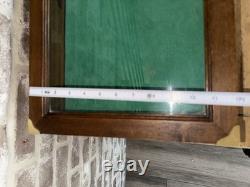 Antique Wooden Display Case Hing Glass Lid Green Felt Showcase Shadow Curio Box