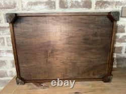 Antique Wooden Display Case Hing Glass Lid Green Felt Showcase Shadow Curio Box