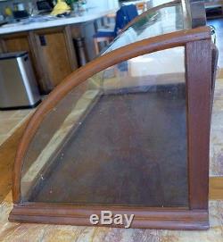 Antique curved glass display case, large ORIGINAL