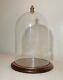 Antique Glass Wood Brass Display Case Cloche Dome Statue Show Cabinet Bell Jar