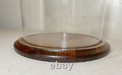 Antique glass wood brass display case cloche dome statue show cabinet bell jar