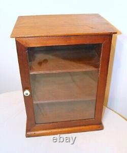 Antique handmade 3 shelf medical apothecary wood display case glass cabinet