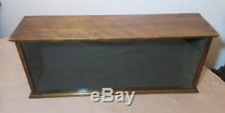 Antique ornate handmade felt lined wood glass rectangular display show case box