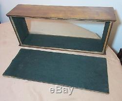 Antique ornate handmade felt lined wood glass rectangular display show case box