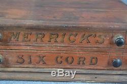 Antique thread store display Merricks sewing box drawers 22 in red original 1800