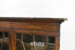 Antique vintage inlaid glazed display cabinet / bookcase