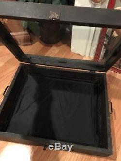 Antique wood glass counter table top display show case cabinet box vintage