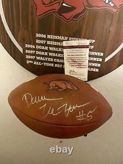 Arkansas Razorback Darren McFadden Game Used ball Autographed Wood Display NFL