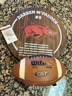 Arkansas Razorback Darren McFadden Game Used ball Autographed Wood Display NFL