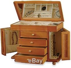 Armoire Cosmetic Jewelry Organizer Wood Case Holder Display Storage Box /Mirror
