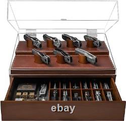 Armory Pro Premium Wooden Pocket Knife Display Case for 20 to 30 Knives Walnut