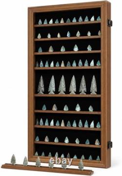 Arrowheads Display Case LARGE Walnut Wood Spear Points Wall Cabinet Shadow Box
