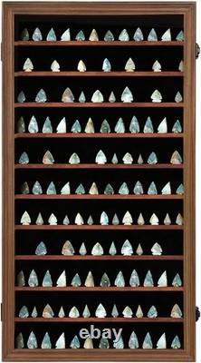 Arrowheads Display Case LARGE Walnut Wood Spear Points Wall Cabinet Shadow Box
