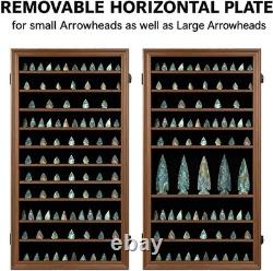 Arrowheads Display Case LARGE Walnut Wood Spear Points Wall Cabinet Shadow Box