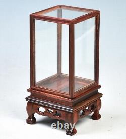 Asian wood Trim Base Display Cover Statue Antique Glass Case Decor snuff bottle