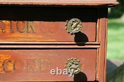 Atique 2 Drawer Wood Spool Cabinet Cotton Thread Old Farmhouse Decor Jewelry Box